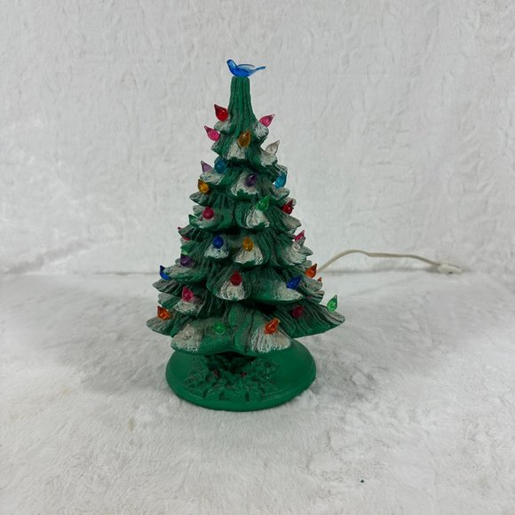 Vintage Lighted Ceramic Christmas Tree with base 2 piece Snow tipped 1986 - Picture 11 of 14